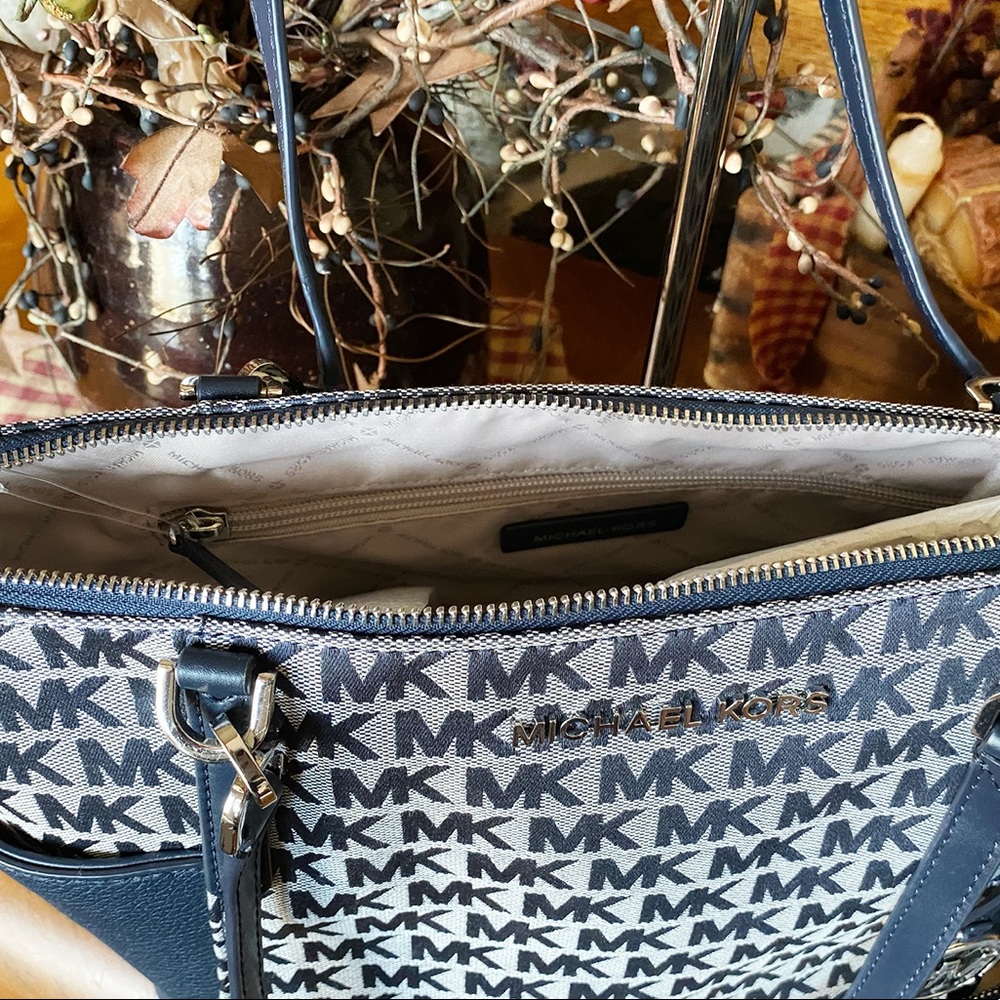 Michael kors large top zip tote blue MK - Picture 4 of 4